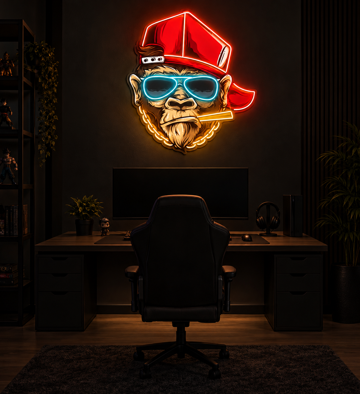 Monkey Rockstar Sunglasses LED Neon Sign – Pop Art Wall Decor for Bedroom & Gaming Room Neonsignsindia