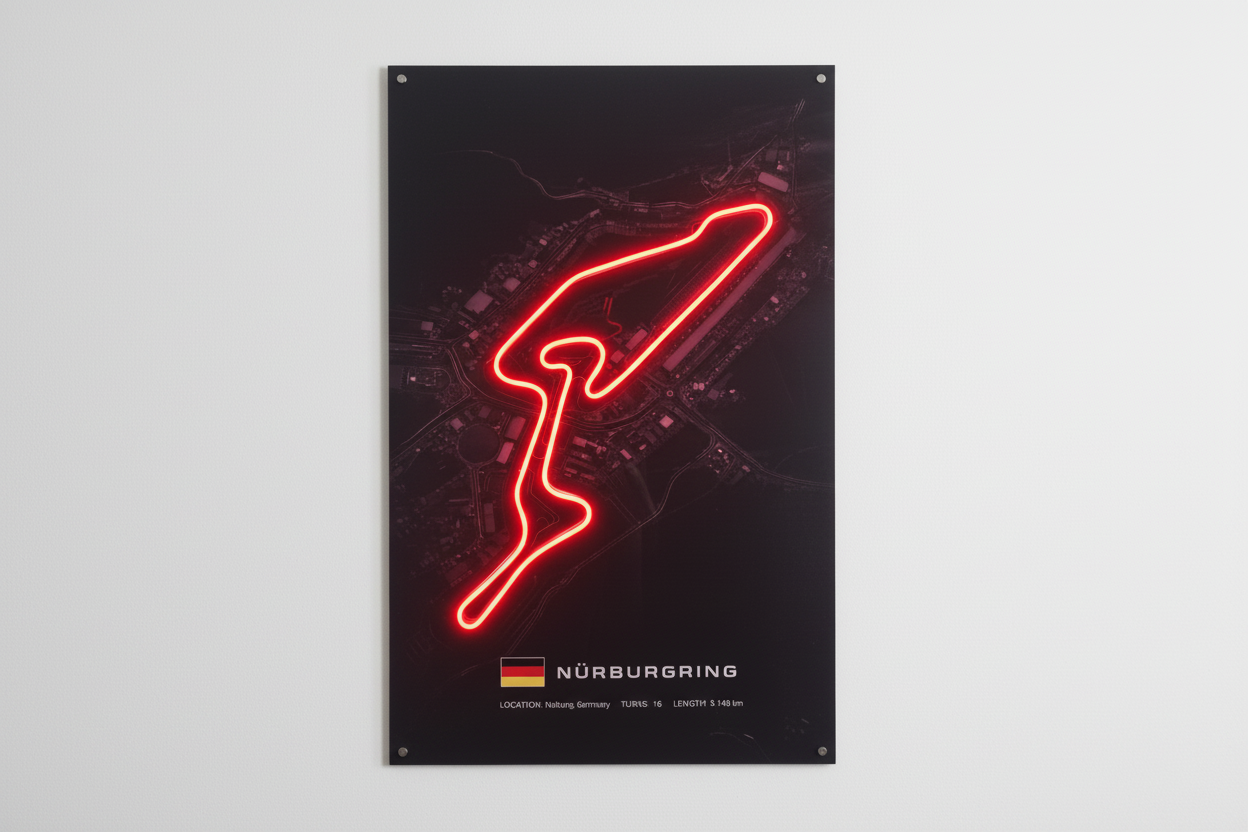 Nürburgring F1 Circuit Wall Art – Iconic Racing Track LED Style Poster - LED Neon Sign