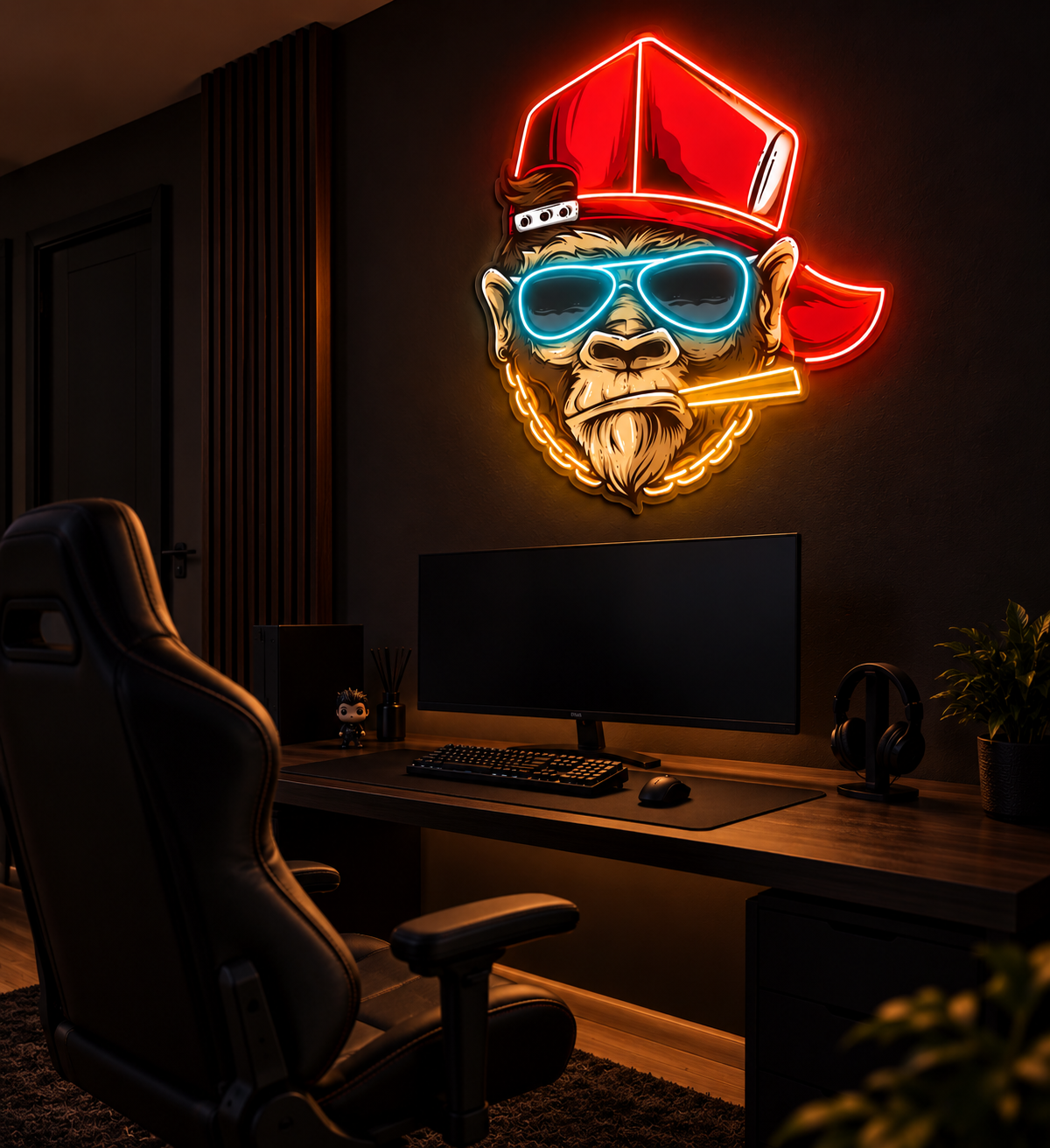 Monkey Rockstar Sunglasses LED Neon Sign – Pop Art Wall Decor for Bedroom & Gaming Room Neonsignsindia