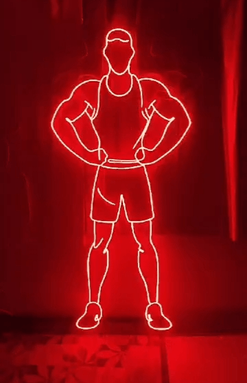 Power Athlete Motion Neon Wall Light – Bold Red Gym Glow