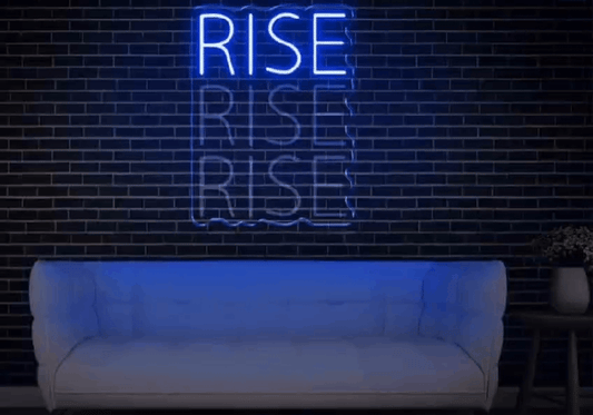 “RISE” Motion  Neon Wall Sign – Motivational LED Glow Art