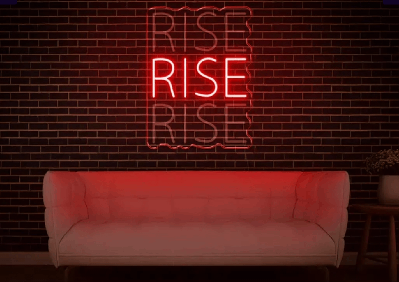 “RISE” Motion  Neon Wall Sign – Motivational LED Glow Art