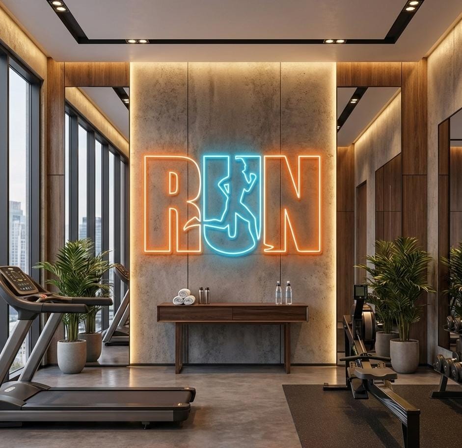 RUN Neon Sign gym – Runner Motivation LED Wall Light (3x2 feet)