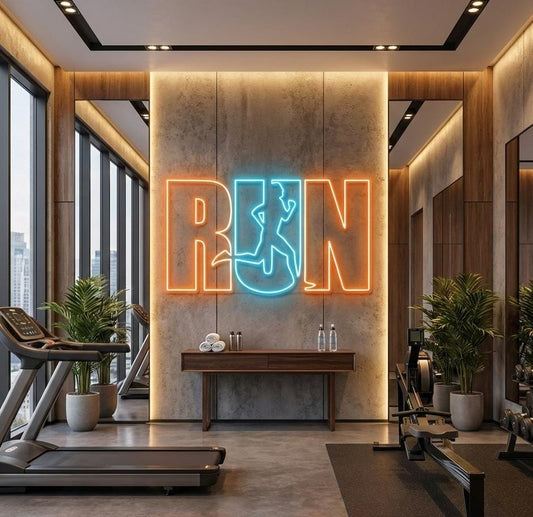 RUN Neon Sign gym – Runner Motivation LED Wall Light (3x2 feet)