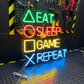 Eat Sleep Game Repeat Neon Sign – RGB Game Room LED Wall Light
