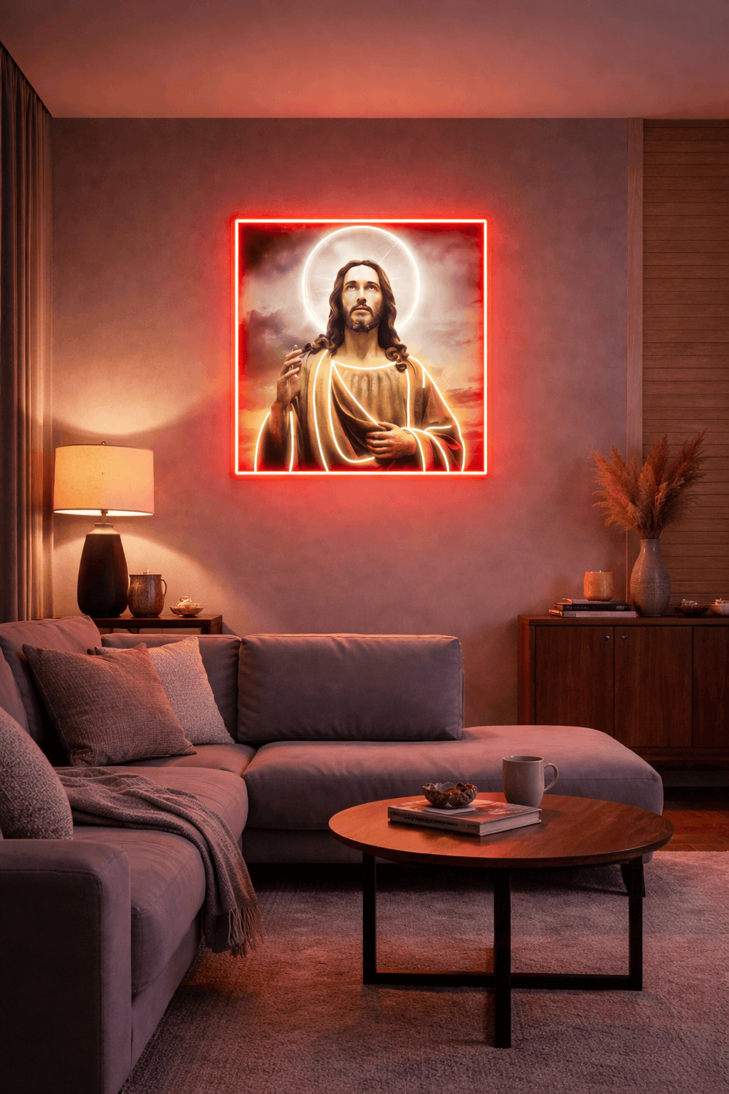 ✝️ Sacred Jesus Neon Frame – Divine LED Wall Art Neonsignsindia