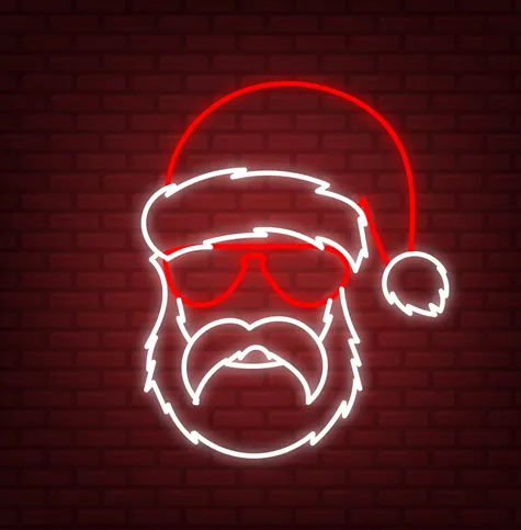 Christmas Hipster Santa Neon Sign decor (18*18 inches)