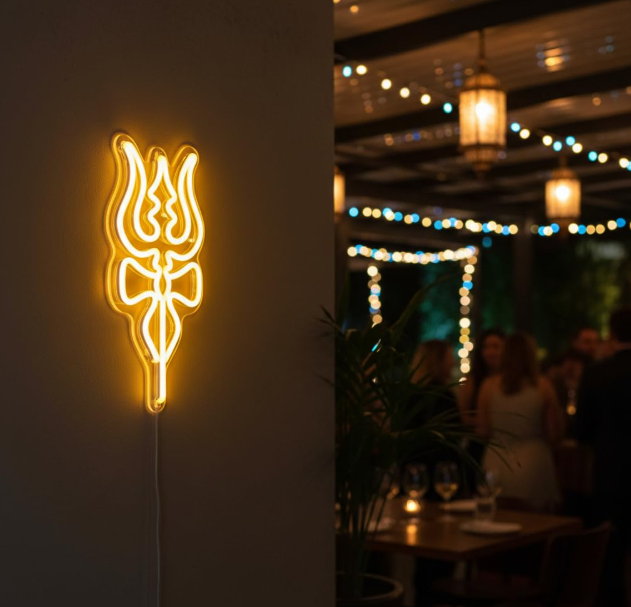 Shivji trisul neon sign for mandir decor