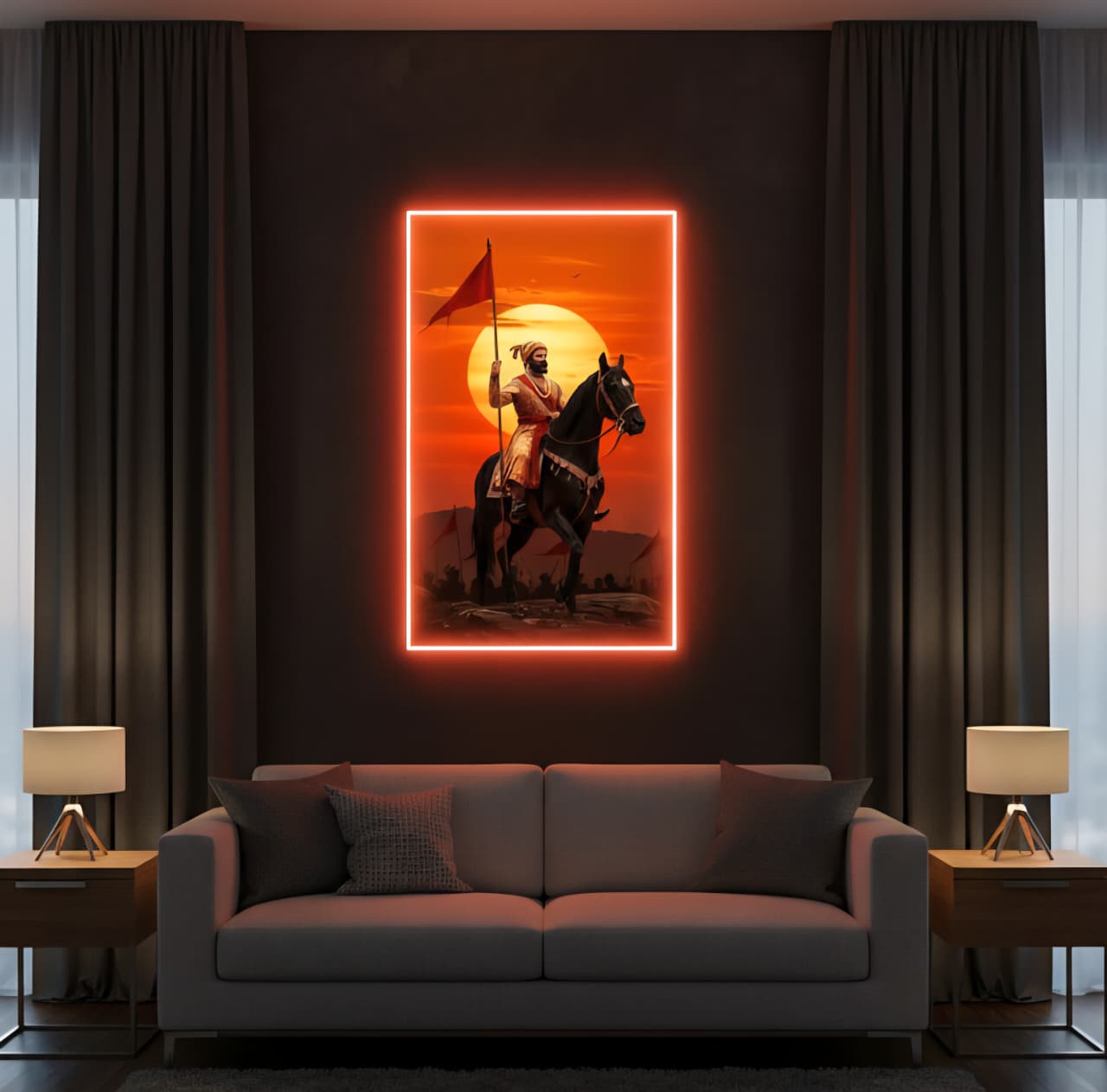 Shivaji Maharaj UV print Neon Sign. Neonsignsindia