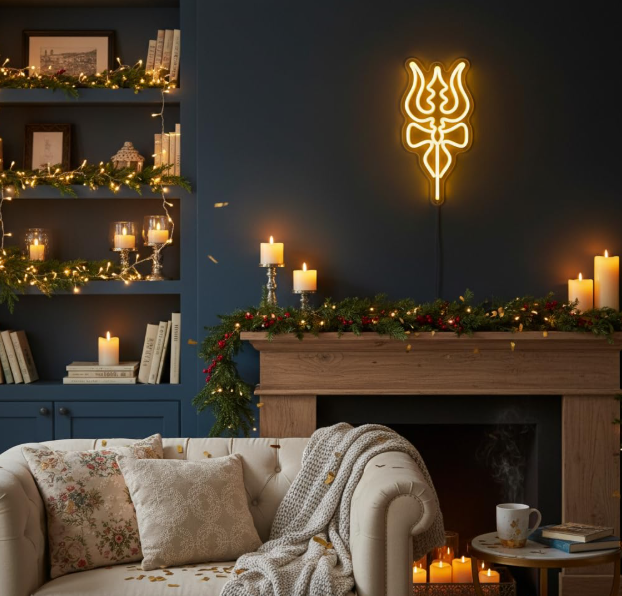 Shivji trisul neon sign for mandir decor Neonsignsindia