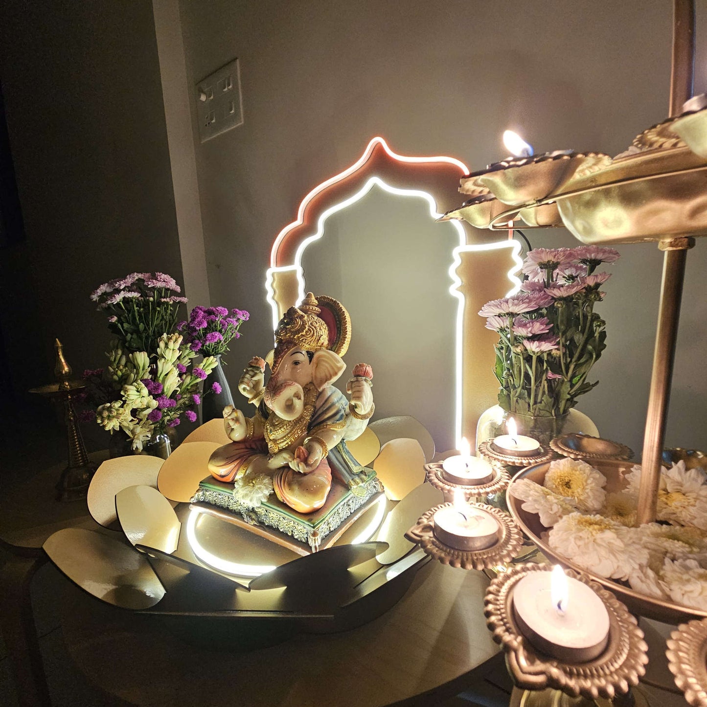 Shubhaarambh Glow frame Ganeshji Backdrop (NEON+MDF) * Need It Today PUNE ONLY * Neonsignsindia