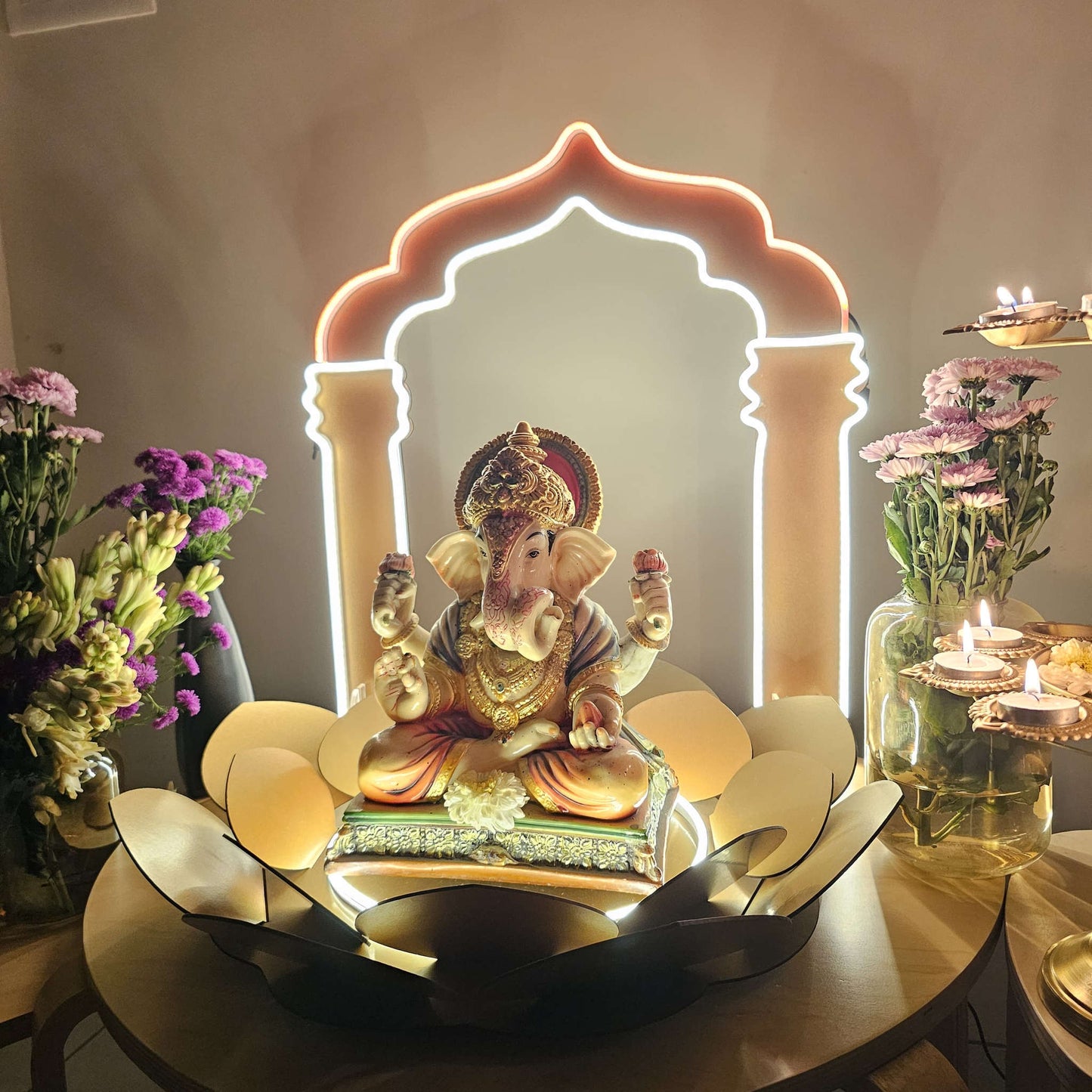 Shubhaarambh Glow frame Ganeshji Backdrop (NEON+MDF) * Need It Today PUNE ONLY * Neonsignsindia