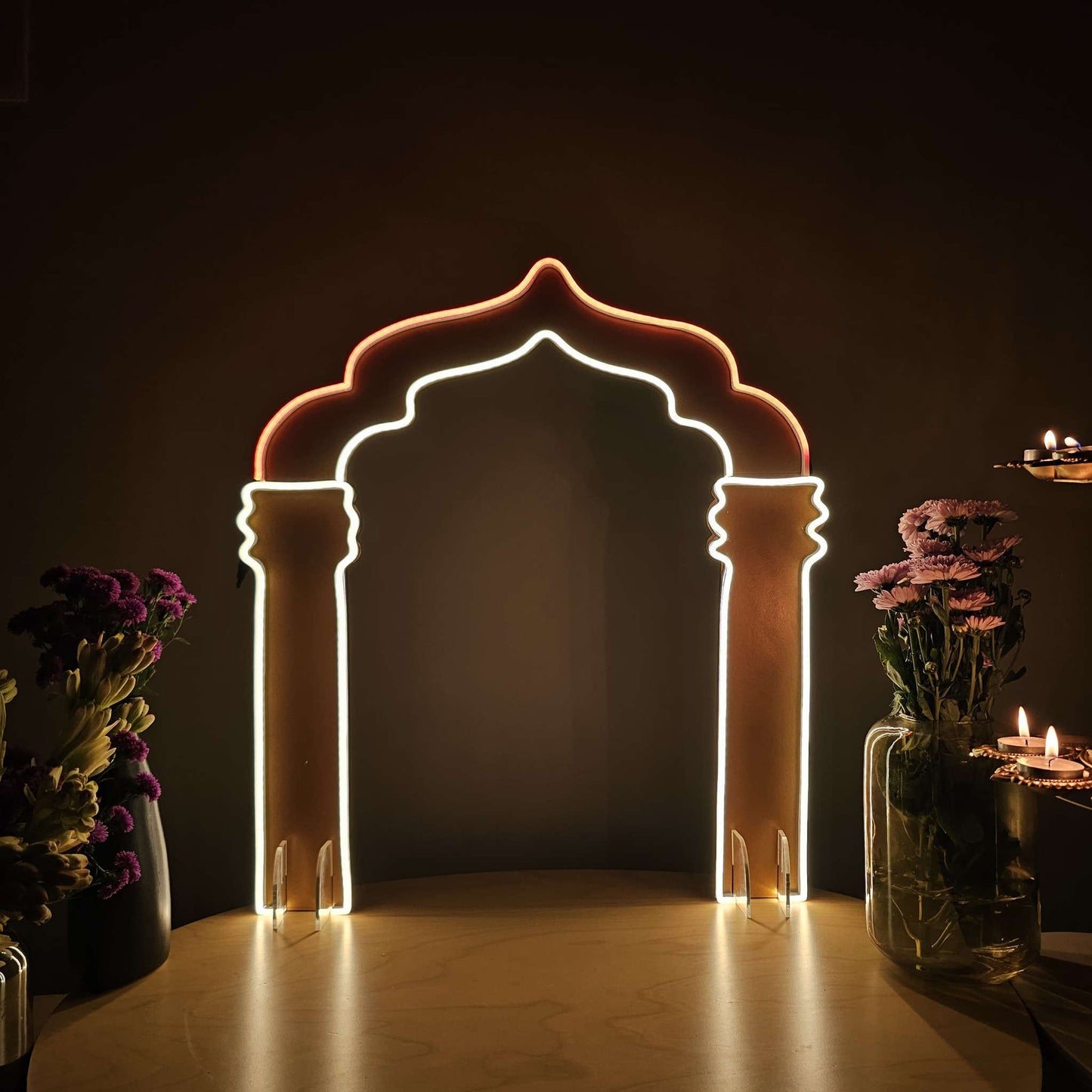 Shubhaarambh Glow frame Ganeshji Backdrop (NEON+MDF) * Need It Today PUNE ONLY * Neonsignsindia