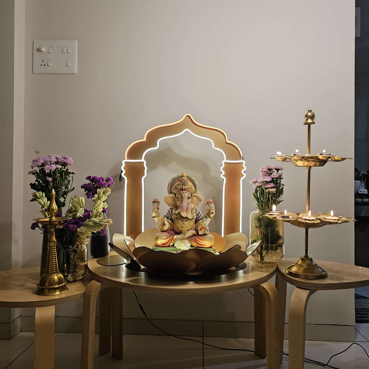 Shubhaarambh Glow frame Ganeshji Backdrop (NEON+MDF) * Need It Today PUNE ONLY * Neonsignsindia