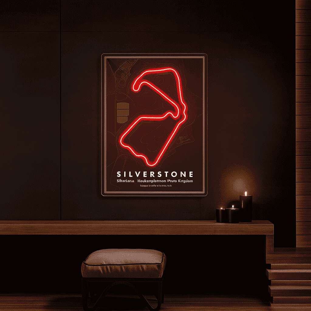 Silverstone Racing F1 Circuit LED Neon Wall Art – Iconic Track Map Neon Sign | Neon Signs India — Image 3