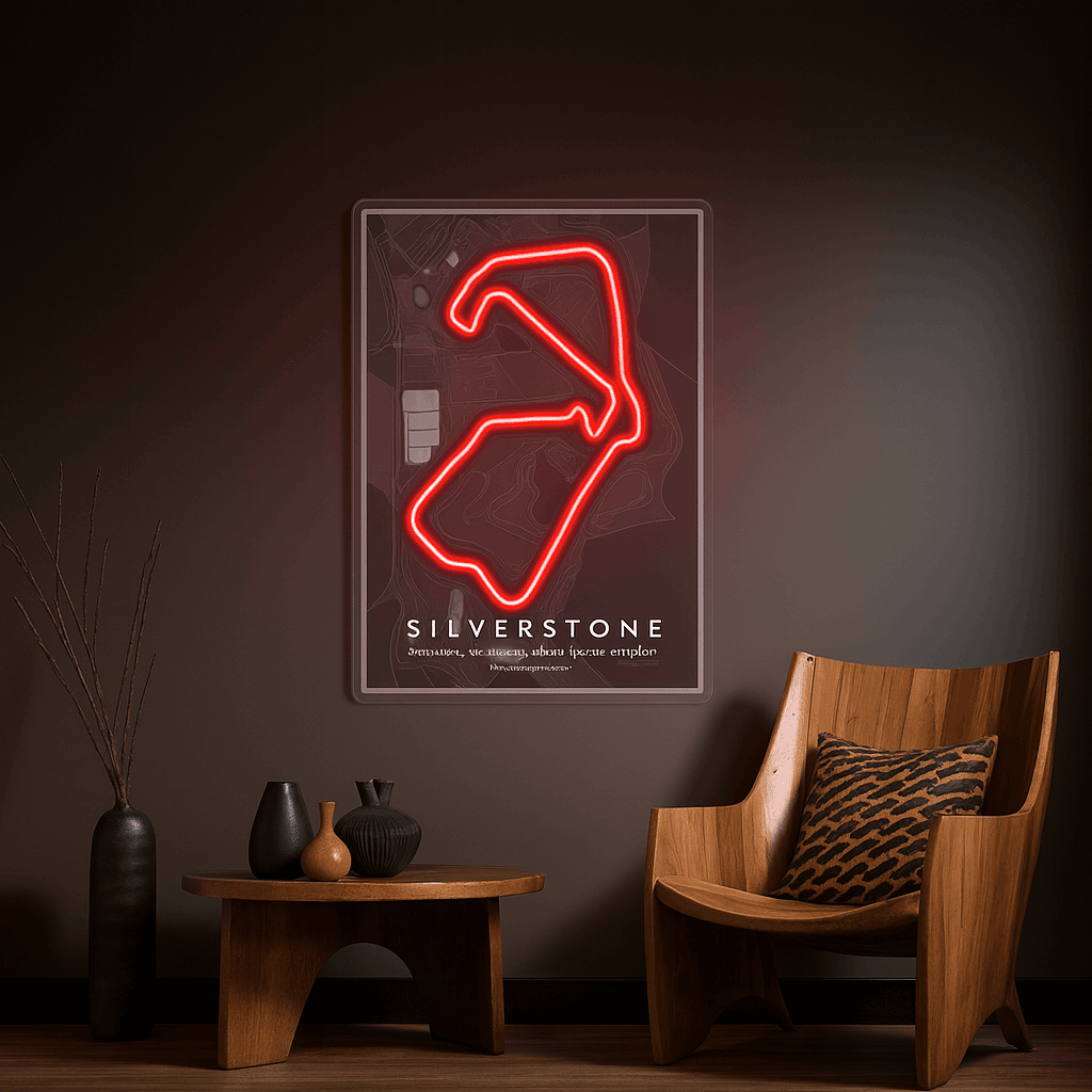 Silverstone Racing F1 Circuit LED Neon Wall Art – Iconic Track Map Neon Sign | Neon Signs India — Image 1