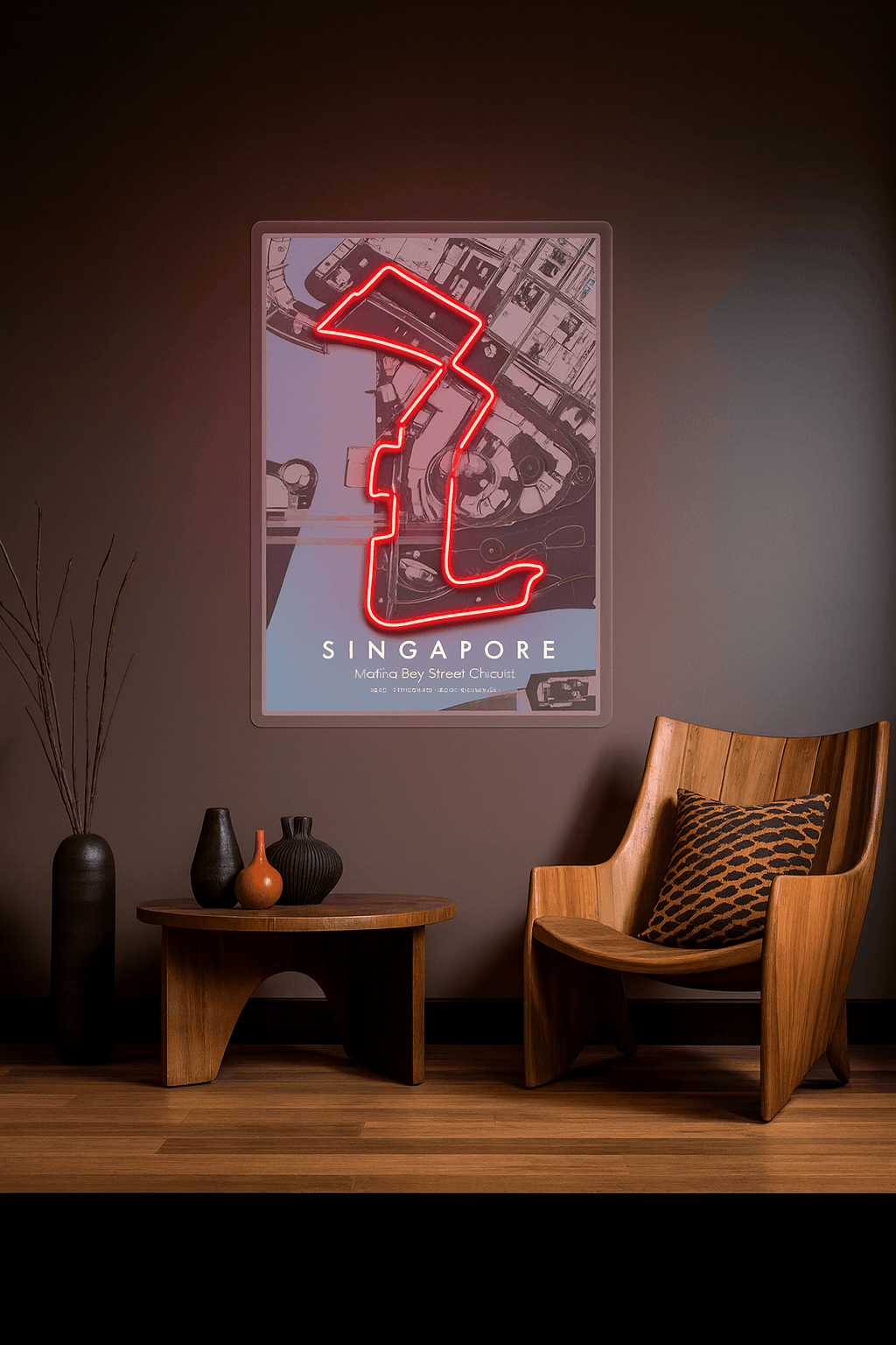 Singapore Marina Bay Street F1 Circuit LED Neon Wall Art – Racing Track Map Glow Sign Neonsignsindia