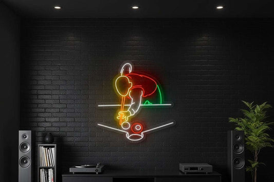 Snooker Pool Player Neon Sign – Retro Sports LED Wall Light - LED Neon Sign