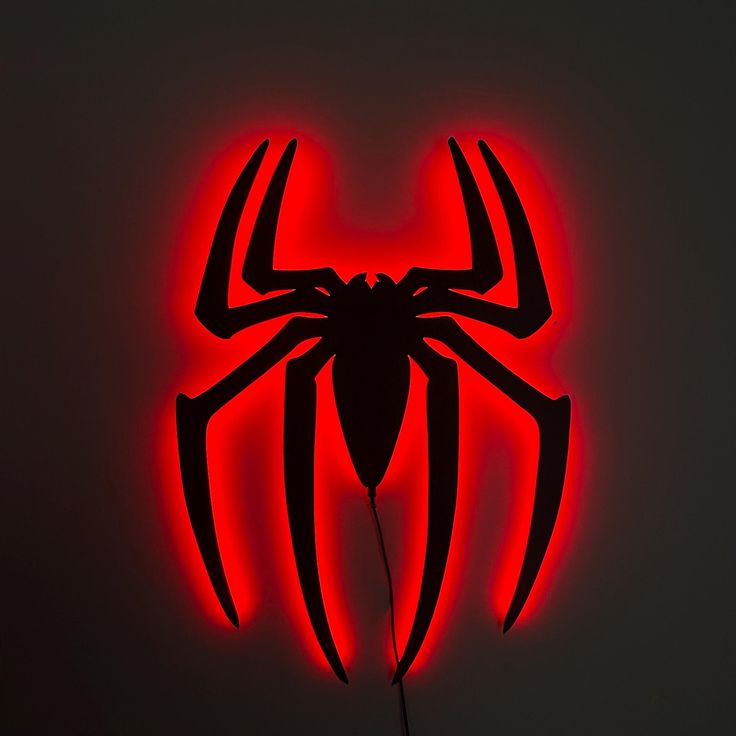Spider Emblem Neon Wall Light – Red Shadow Glow Game room Neonsignsindia