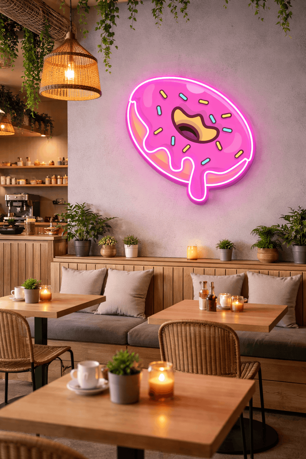 Sweet Drip Donut LED Neon Wall Sign – Pink Dessert Glow Art | Neon Signs India — Image 1