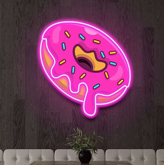 Sweet Drip Donut LED Neon Wall Sign – Pink Dessert Glow Art | Neon Signs India — Image 2