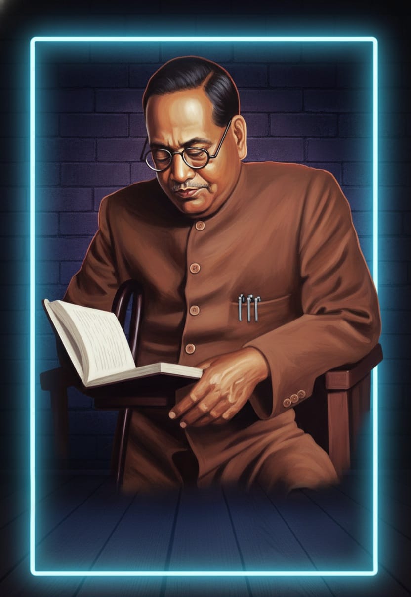 🧠 The Architect: Dr. B.R. Ambedkar Illuminated Art Print Neonsignsindia