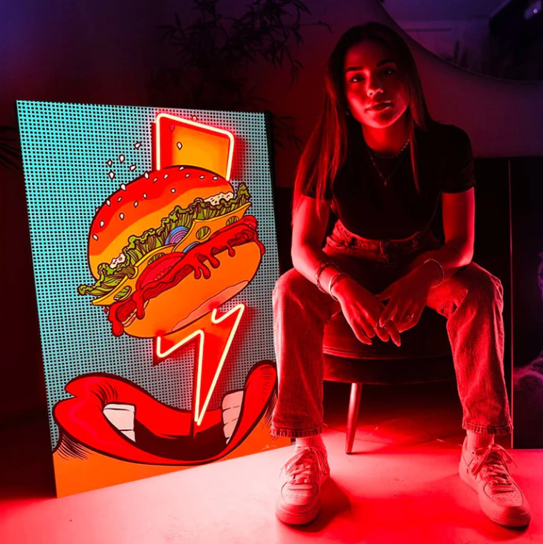 The Flash Burger Pop Art LED Wall Art | Modern Fast Food Icon with Neon-Effect Glow Neonsignsindia