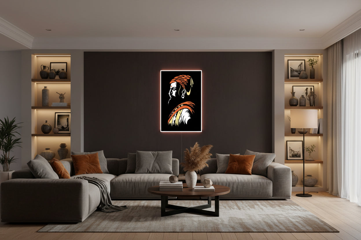 🌟 The Maratha Lion: Chhatrapati Shivaji Maharaj Neon Art Neonsignsindia