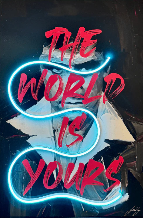 Tony Montana "The World Is Yours" LED Wall Art | Scarface Pop Culture Neon-Effect Décor | Limited Edition Neonsignsindia