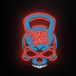 Train Hard Skull Kettlebell Neon LED Sign – Gym Motivation Wall Decor | Neon Signs India — Image 2