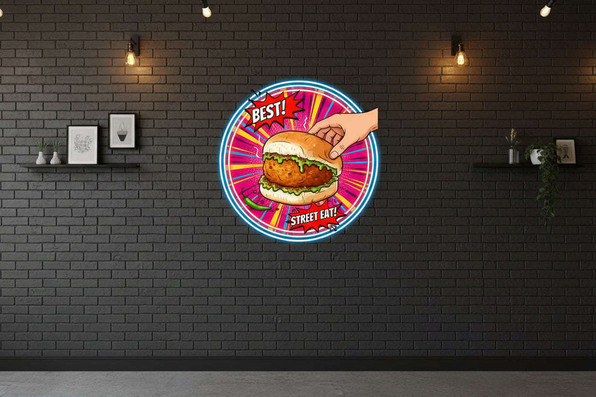 Wadapav Neon Sign 18x18 inches Neonsignsindia