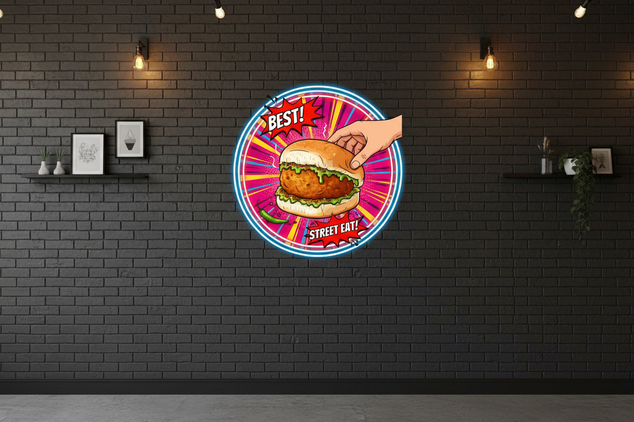 Wadapav Neon Sign 18x18 inches Neonsignsindia