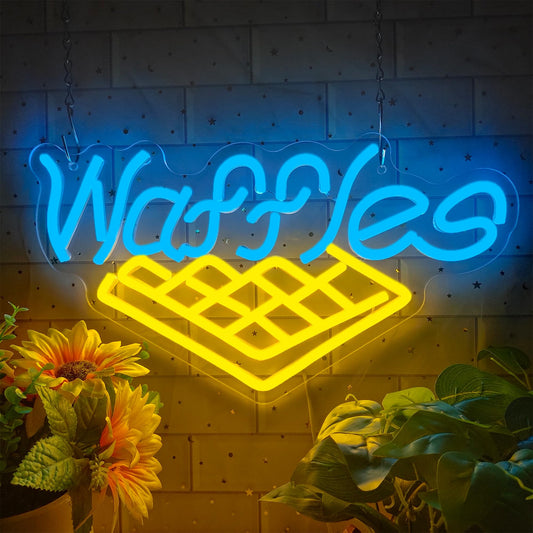 Waffles Neon Signs (15x9 inches) Neonsignsindia