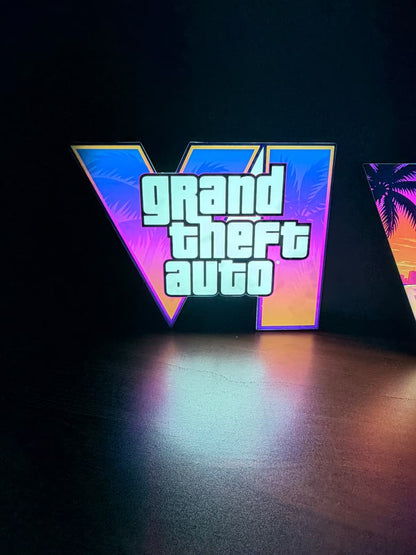 GTA 6 Neon Desk Lamp lit up