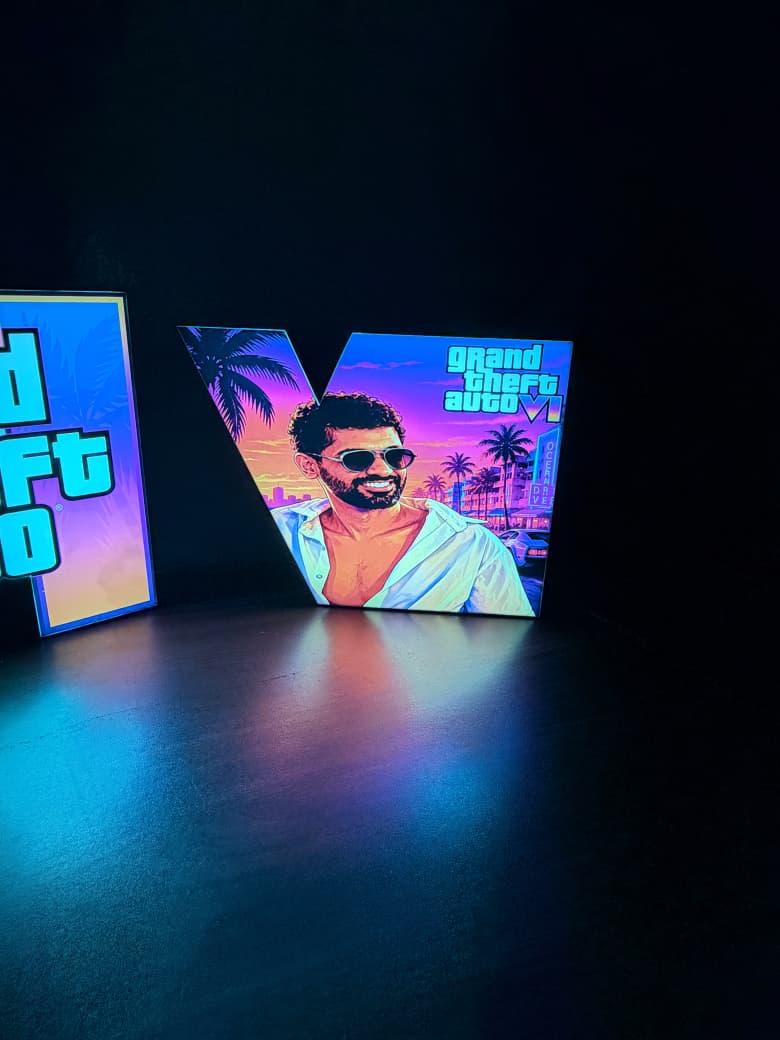 Custom GTA 6 Neon Desk Lamp with character artwork