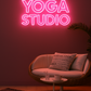 Yoga Studio LED fitness Neon Sign with Transparent Acrylic Backboard – Pink Glow Wall Décor” (2*1.5 ft )) Neonsignsindia