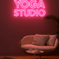 Yoga Studio LED fitness Neon Sign with Transparent Acrylic Backboard – Pink Glow Wall Décor” (2*1.5 ft )) Neonsignsindia