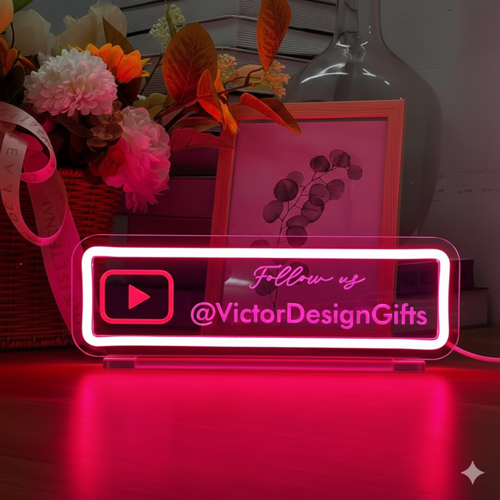 Youtube/Instagram/Facebook neon with etching effect Neonsignsindia