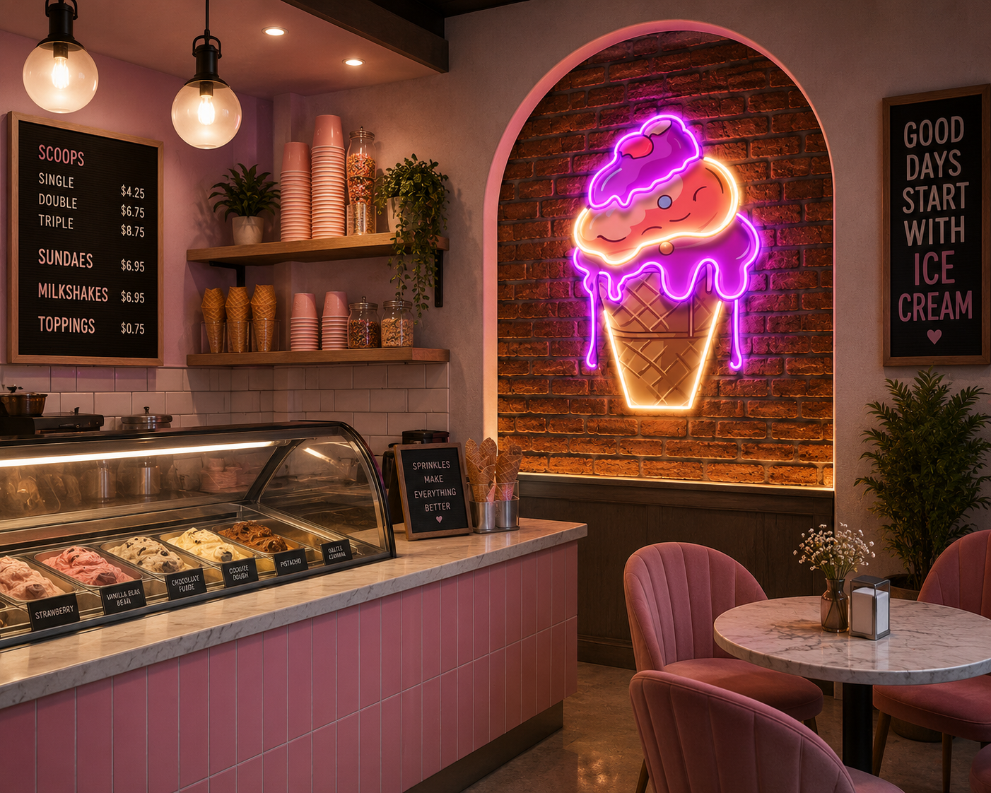 Kawaii Ice Cream Neon Sign
