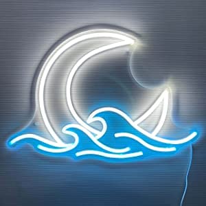 Moon over Sea Neon ( 17x11 White and ice blue) - Neonsignsindia