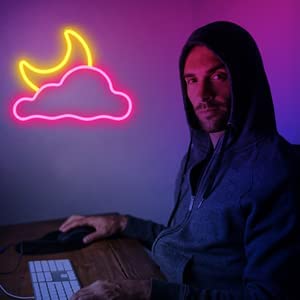 Cloud and Moon Led Neon signs/ Neon Lights 12x14 inches - Neonsignsindia