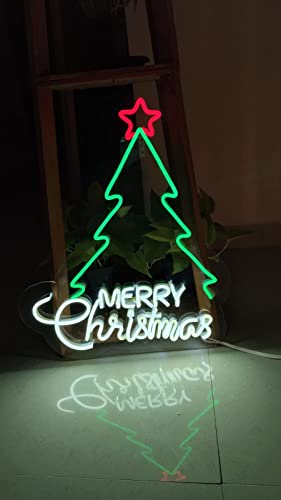 Neon Sign Merry Christmas Led Neon Sign Light Xmas Sign Lights for Wreath Gift Yard Decor | Christmas Decorations| Lights | Tree Decoration Items | Party, Home Decor (Christmas Tree(8x18 inch))