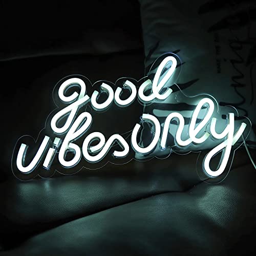 Good Vibes Only Neon Signs for Wall Decor Neon Lights for Bedroom Led Signs for Living Room Beer Bar Game Room Hotel Birthday Party Restaurant Christmas Led Art Wall Decorative Lights (Blue)