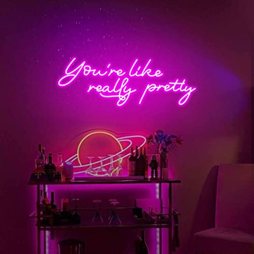 Large You're Like Really Pretty Neon Sign, with Timing Dimmable Remote, 25-IN Pink Youre Like Really Pretty LED Neon Lights for Wall Decor, Bedroom Party Wedding Aesthetic Decoration, Girl Gifts