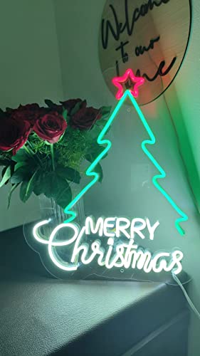 Neon Sign Merry Christmas Led Neon Sign Light Xmas Sign Lights for Wreath Gift Yard Decor | Christmas Decorations| Lights | Tree Decoration Items | Party, Home Decor (Christmas Tree(8x18 inch))