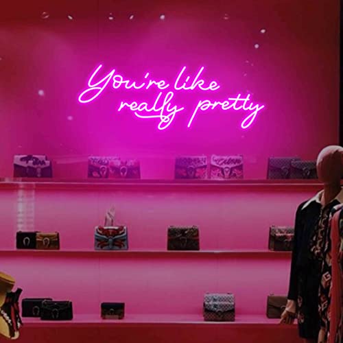 Large You're Like Really Pretty Neon Sign, with Timing Dimmable Remote, 25-IN Pink Youre Like Really Pretty LED Neon Lights for Wall Decor, Bedroom Party Wedding Aesthetic Decoration, Girl Gifts