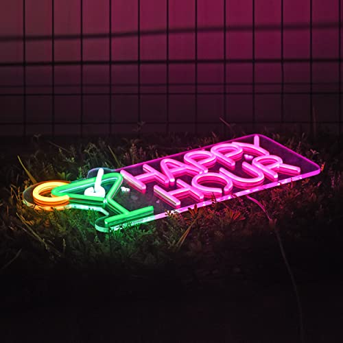 Cocktails Happy Hour Neon Sign (12x17 inches)