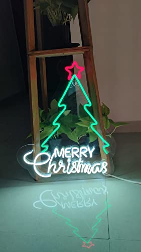 Neon Sign Merry Christmas Led Neon Sign Light Xmas Sign Lights for Wreath Gift Yard Decor | Christmas Decorations| Lights | Tree Decoration Items | Party, Home Decor (Christmas Tree(8x18 inch))