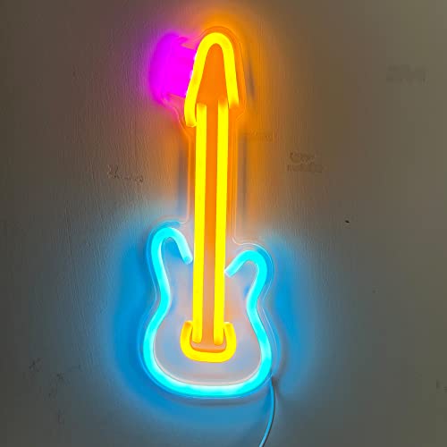 Neon Guitar Shaped Sign (8x14 inches)