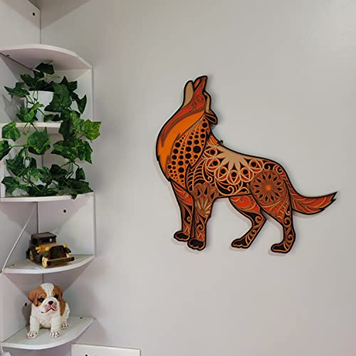 Wooden Wall Art Hanging Wall Home Decoration Living Room, Office , Hotel, Restaurant (18x18 inch Standing FOX)